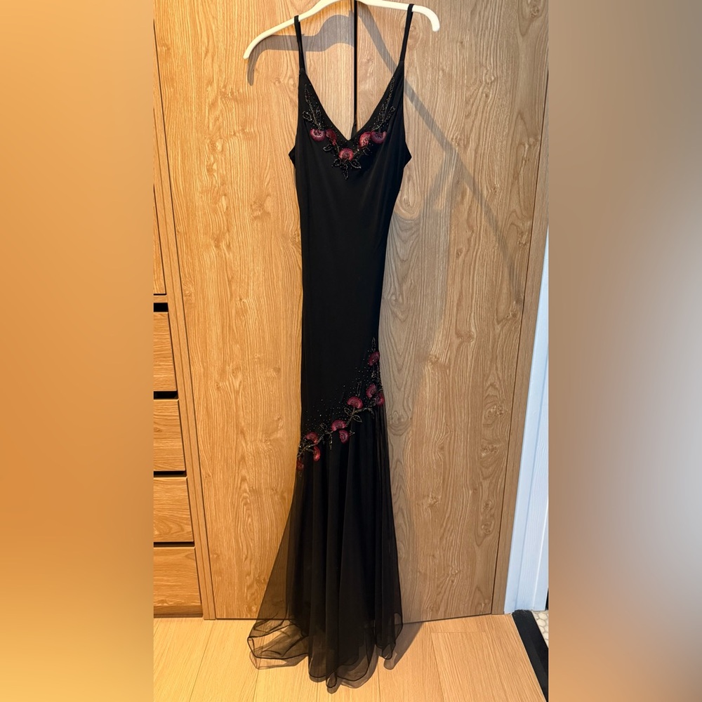 Vintage Silk Gown with Floral Embroidery